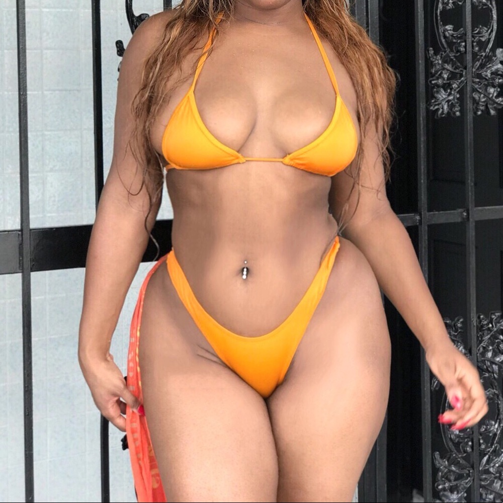 Durable, stylish two piece citrine color bikini. (Top only)